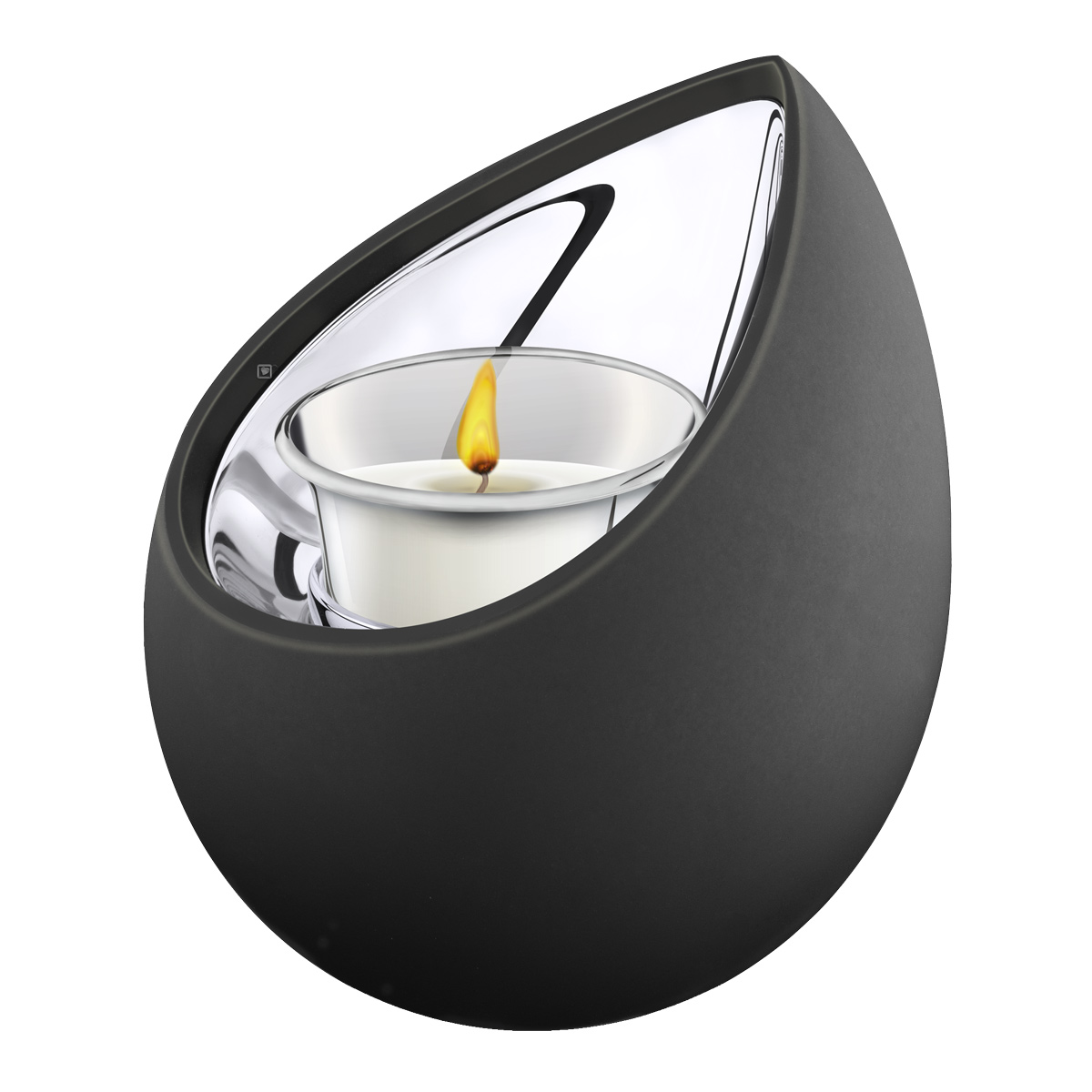 Drop Black / Polished Silver Tealight