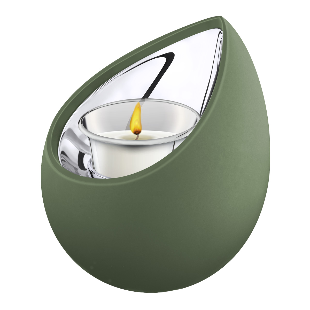 Drop Sage Green / Polished Silver Tealight