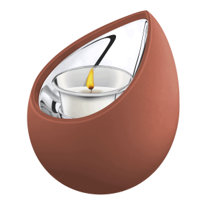 Drop Terracotta / Polished Silver Tealight