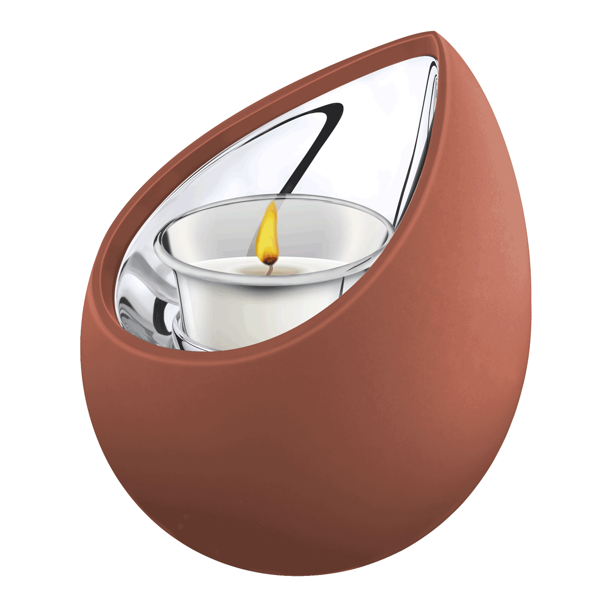 Drop Terracotta / Polished Silver Tealight