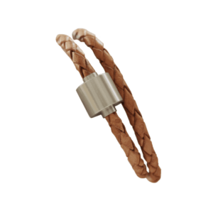 Barrel Bracelet Braided Leather Cognac / Barrell Steel Large