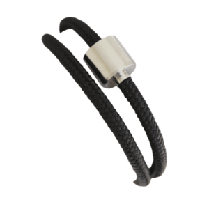 Barrel Bracelet Cord Black / Barrell Steel Large
