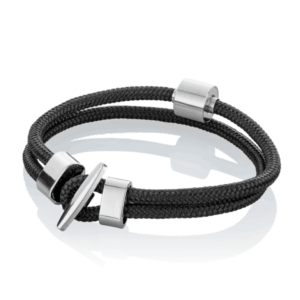 Barrel Bracelet Cord Black / Barrell Steel Large - Image 2