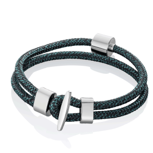 Barrel Bracelet Cord Petrol / Barrell Steel Medium - Image 2