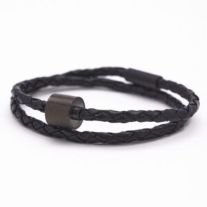 Barrel Bracelet Braided Leather Black / Barrell Black Medium - Image 2