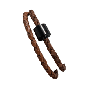 Barrel Bracelet Braided Leather Cognac / Barrel Black Large