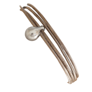 Charm Bracelet Leather Oyster/Steel Medium