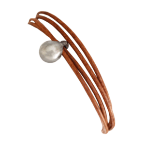 Charm Bracelet Leather Cognac/Steel Medium