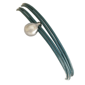 Charm Bracelet Leather Petrol/Steel Medium