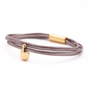 Charm Bracelet Leather Oyster/Gold Medium - Image 2