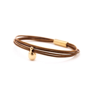 Charm Bracelet Leather Cognac/Gold Medium - Image 2