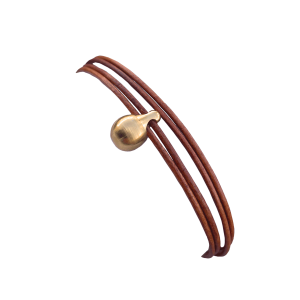 Charm Bracelet Leather Cognac/Gold Medium