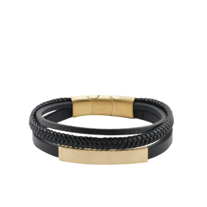 Triple Band Leather Wrist Band Bronze/Black