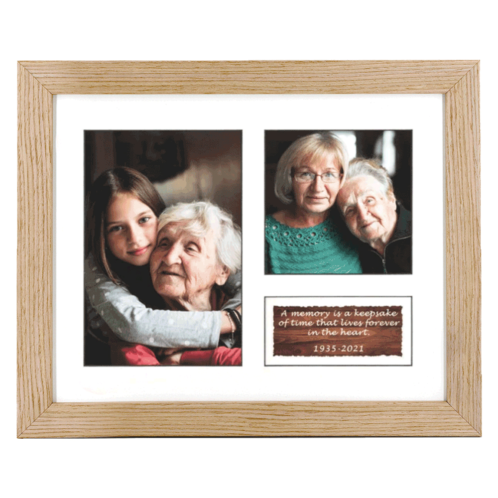10? X 8? Frame Urn NATURAL OAK with Quote