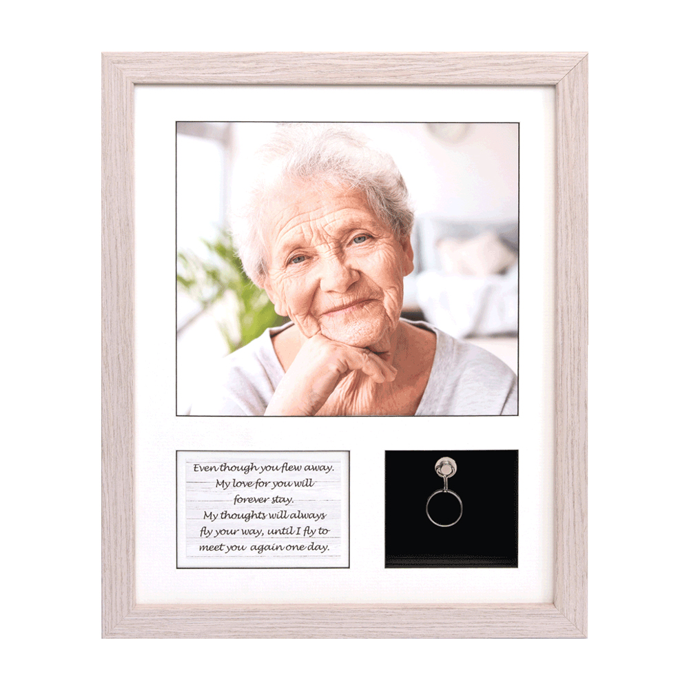 14? X 11? Frame Urn LIGHT GREY OAK with Quote and Keepsake Hook
