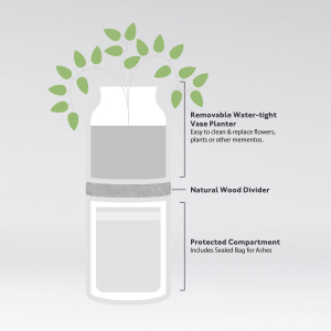 Fiori Vase Grey with Walnut - Image 2