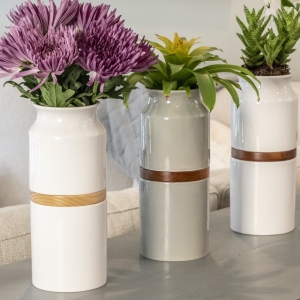 Fiori Vase Grey with Walnut - Image 3