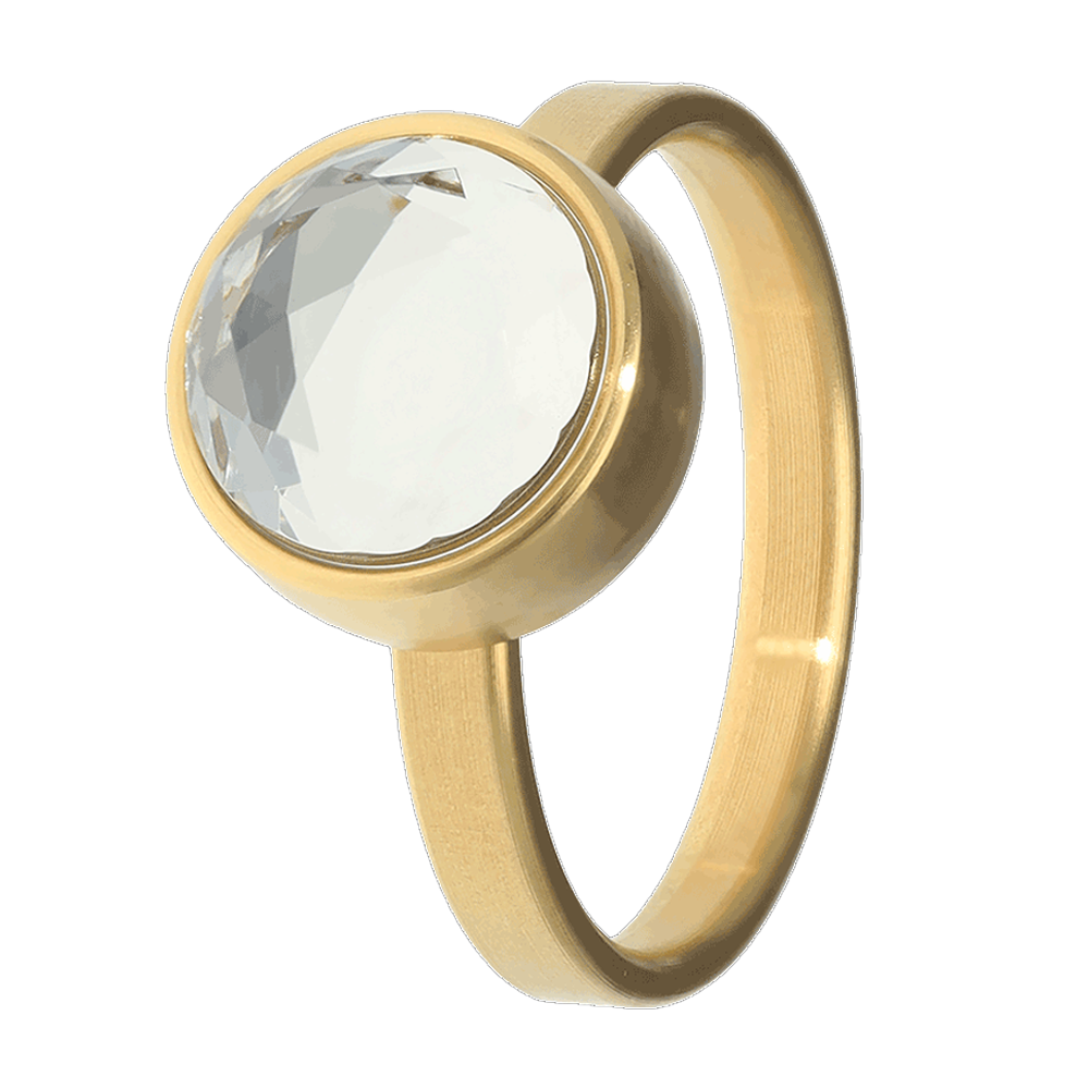 Crystal Faceted Ring Gold 17mm