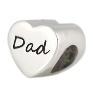 Dad Heart Tribute Bead Sterling Silver