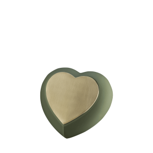 Drop Sage Green Brushed Gold Heart