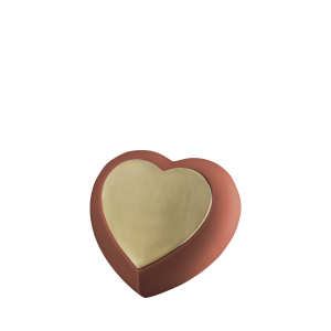 Drop Terracotta Brushed Gold Heart