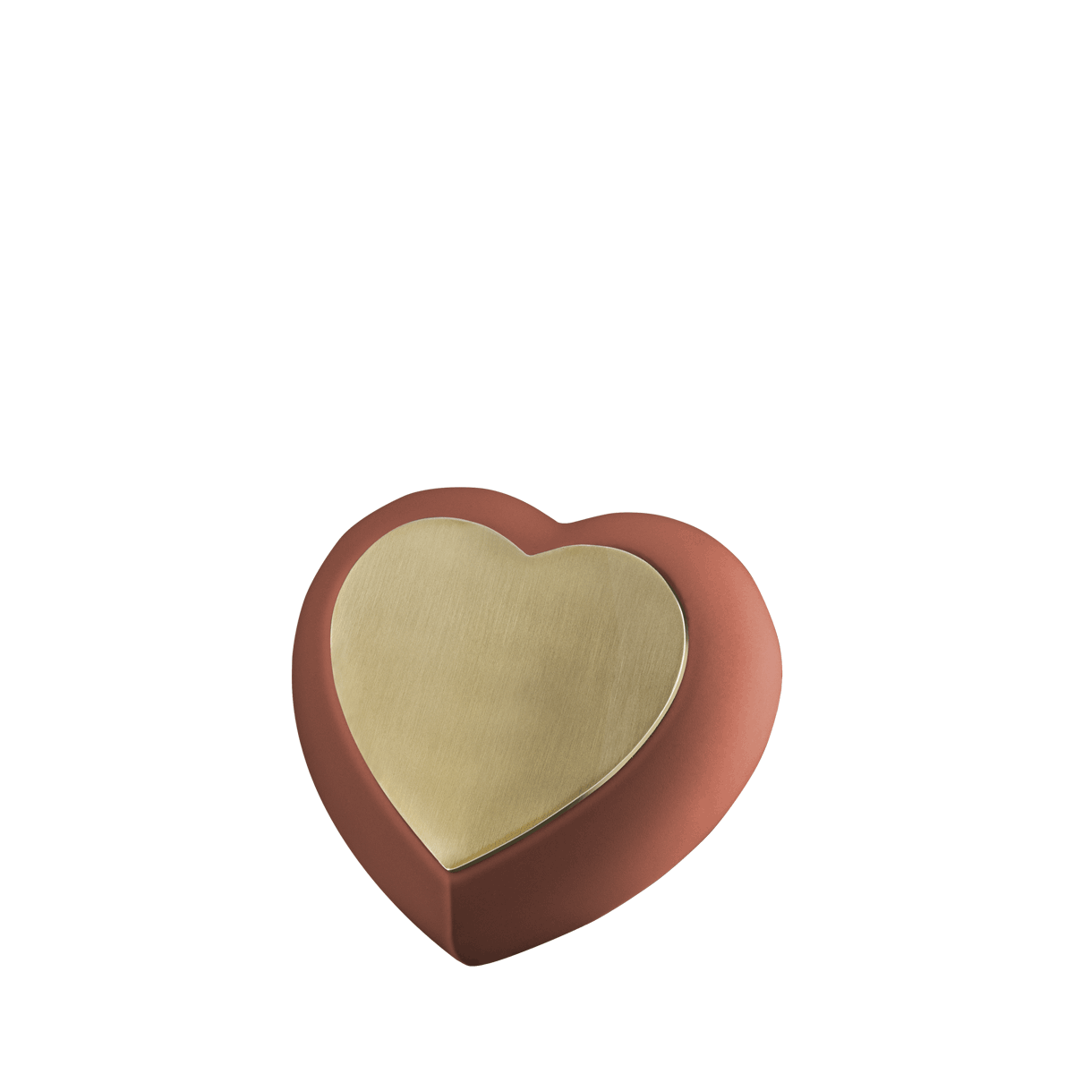 Drop Terracotta Brushed Gold Heart