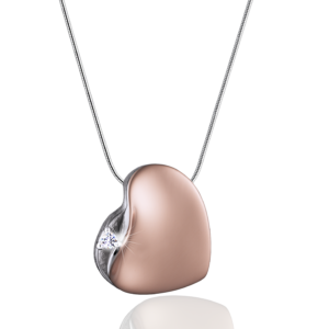 Leaning Heart Rose Gold with Crystal