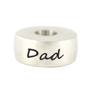 Round Dad Bead Sterling Silver
