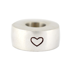 Round Love Heart Bead Sterling Silver