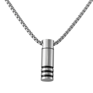 Striped Cylinder Stainless Steel Ash Pendant