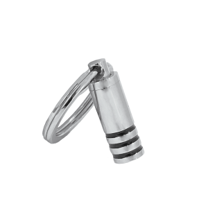 Striped Cylinder Stainless Steel Keyring