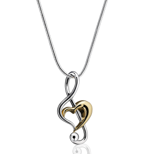 Treble Clef Heart Ash Pendant