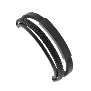 Triple Band Leather Wrist Band Onyx/Black