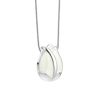 Tulip Pearl White & Polished Silver Ash Pendant