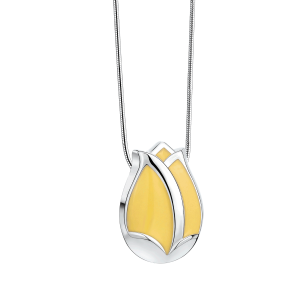Tulip Pearl Yellow & Polished Silver Ash Pendant