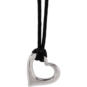 Floating Heart with Cotton Necklace Ash Pendant Silver