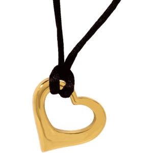 Floating Heart with Cotton Necklace Ash Pendant Gold wash