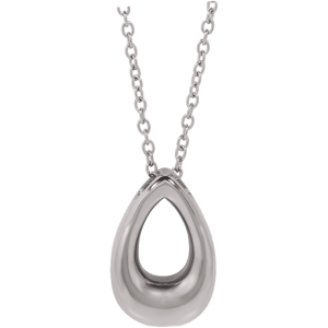 Open Teardrop Ash Pendant Silver